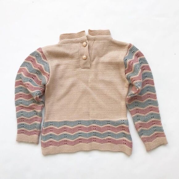 Hand knit neutral mock neck  sweater EUC fits 2/3Y - Picture 5 of 5